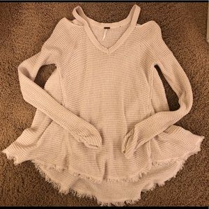 Cream Free People knit oversized sweater